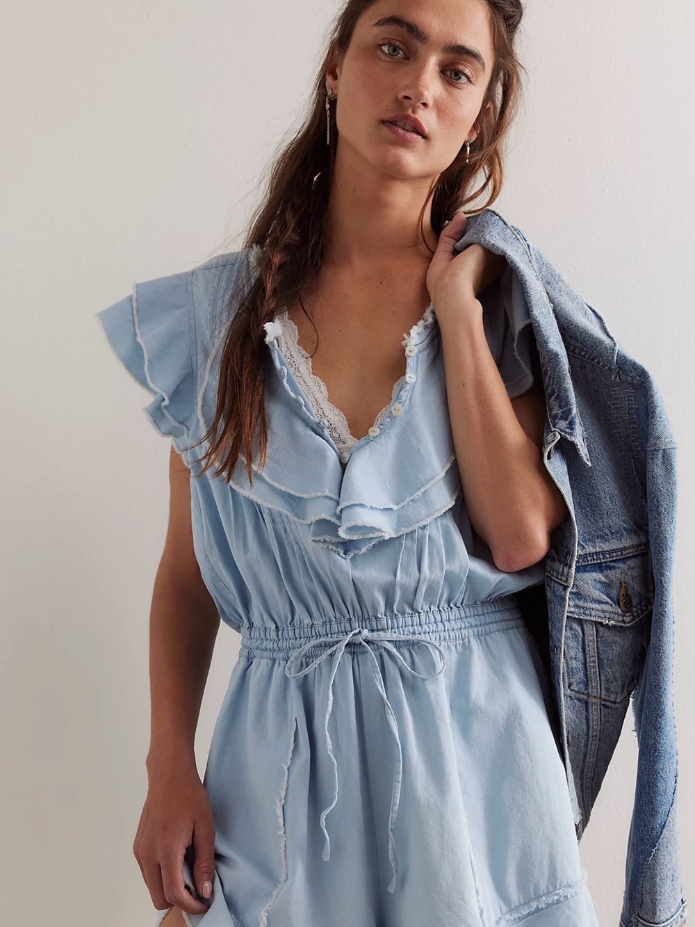 Free People One Naya Chambray Playsuit Romper